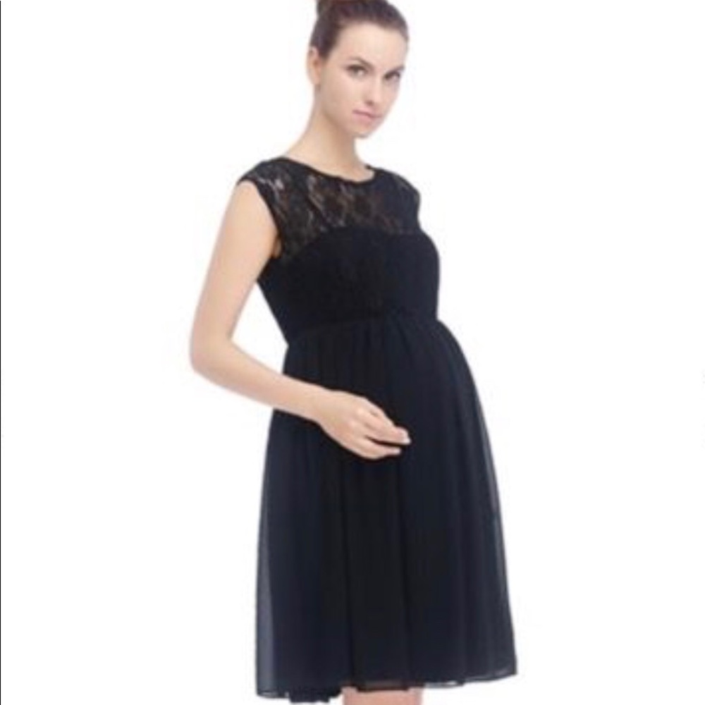 Momo maternity black lace skater dress
